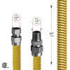 Flextron Gas Line Hose 1/2'' O.D.x48'' Len 1/2" FIPx3/8" MIP Fittings Yellow Coated Stainless Steel Flexible FTGC-YC38-48F